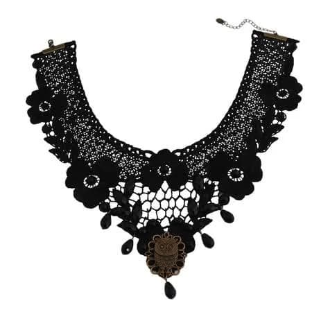 Gothic Beaded Flower Lace Neck Choker Necklace
