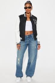 In The Game Faux Leather Varsity Bomber Jacket - Black/White | Fashion Nova