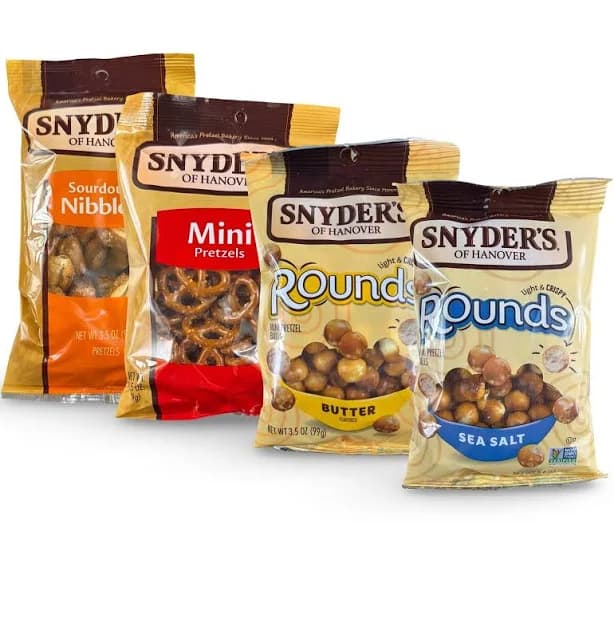 Snyder's Of Hanover Pretzels – 3.5 Oz Bags, 4 Pack | Choose Rounds