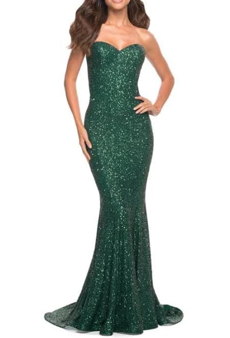 La Femme Women's Strapless Sweetheart Luxe Sequin Gown