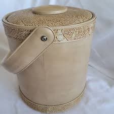 Vintage Georges Briard Padded Tan Faux Leather Ice Bucket Western Details | eBay