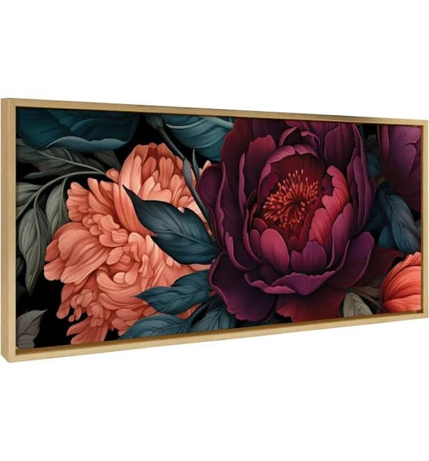 Kate and Laurel Sylvie Dark Academia Floral Framed Canvas Wall Art
