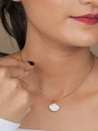 Gold Plated White Stone Pendant Necklace: Handmade Minimalist Charm
