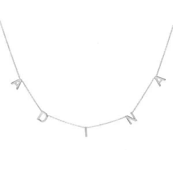 Adina Eden Solid Gold Plated Personalized Dangling Block Name Necklace