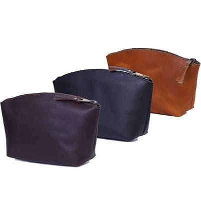 Cuero Tan Leather Makeup Bag