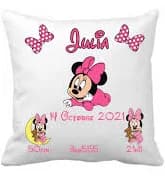 Personalized Minnie birth cushion - personalized birth gift - baby birth date first name cushion - children