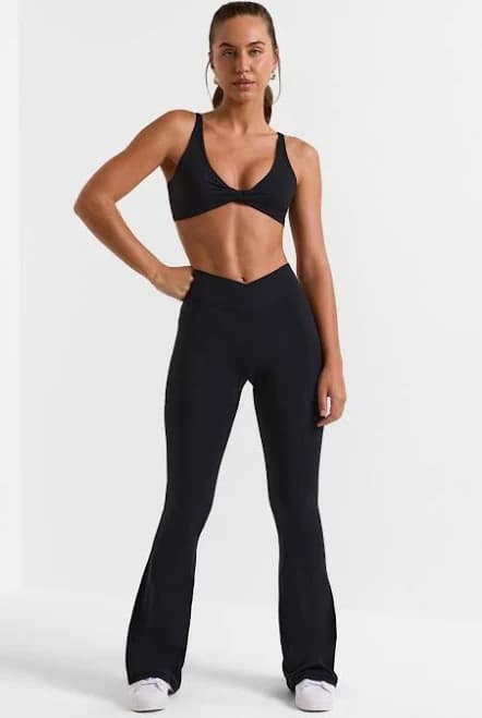 Bo+Tee cross waistband flare leggings
