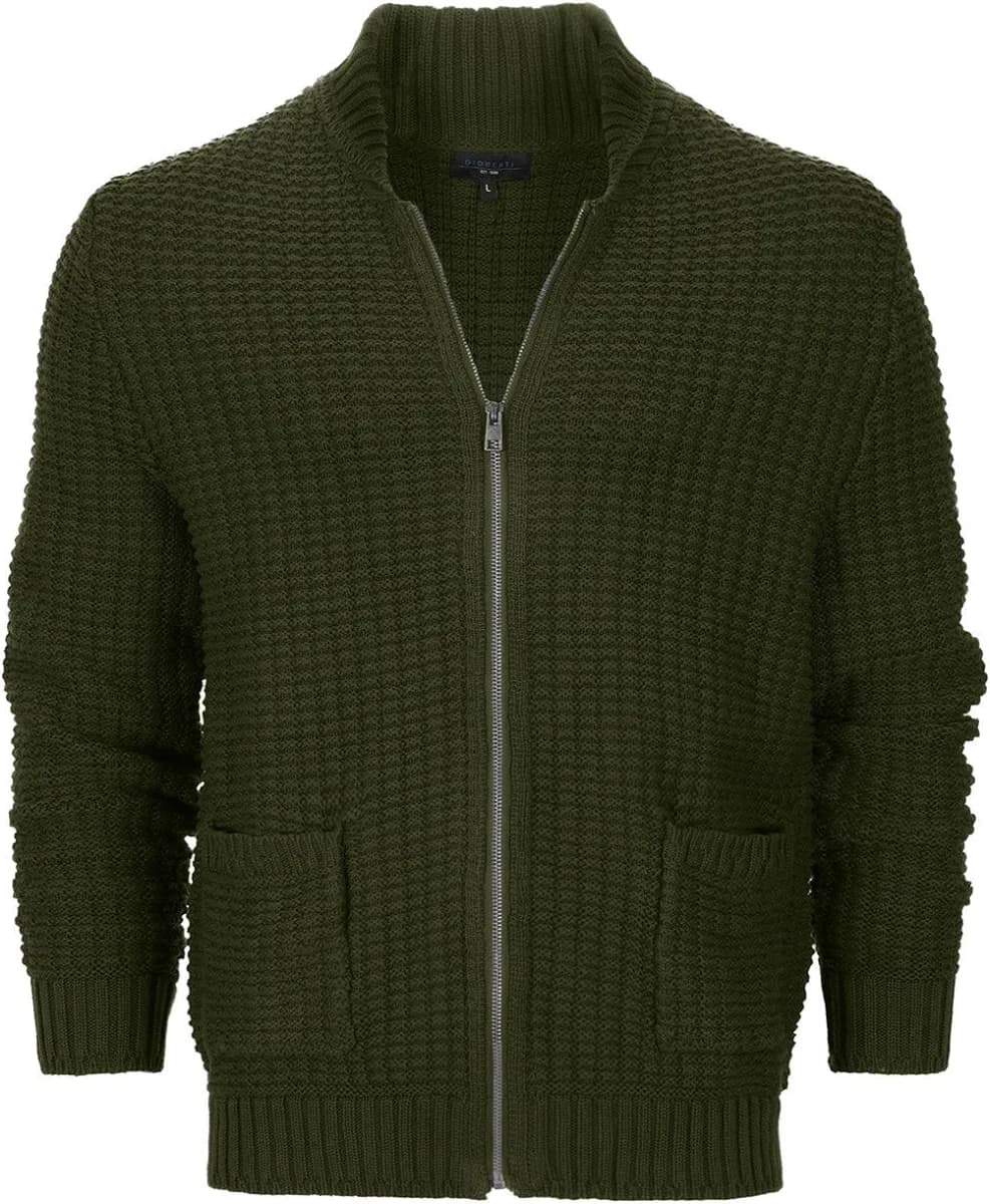 Gioberti Men's Milano Rib Knitted Full-Zip Sweater