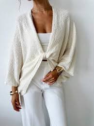 Aloruh Knitted V-Neck Long-Sleeved Top With Knots Comfortable Soft Breathable Formal Occasion, Special Occasion Elegant, Chic, Modest Re-Wearable Modest Butterfly Sleeve Going Out Tops Elegant Vacation Casual | SHEIN USA