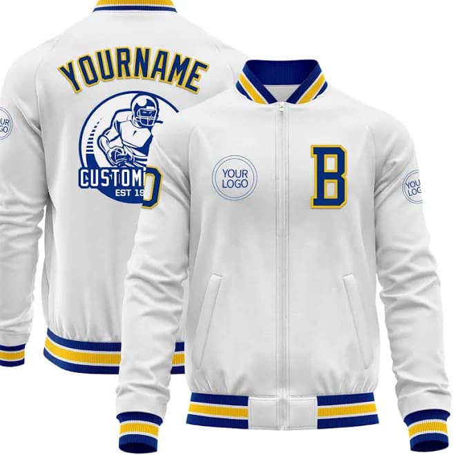 Varsity Letterman Bomber Zipper Jacket