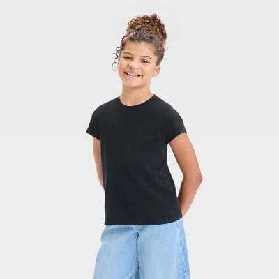 Girls' Cat & Jack Short Sleeve Solid T-Shirt