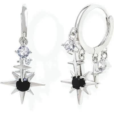 Dainty Celestial Starburst Rhinestone Huggie Earrings