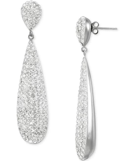 Macy's Women's Crystal Pave Elongated Drop Earrings