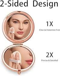Amazon.com: MLLXX Compact Mirror for Purse, Metal Round Shell, Double-Sided 1X/2X Magnifying, Portable Travel Makeup Mirror, Mini Pocket Mirror, Rose Gold, 4 Packs : Beauty & Personal Care