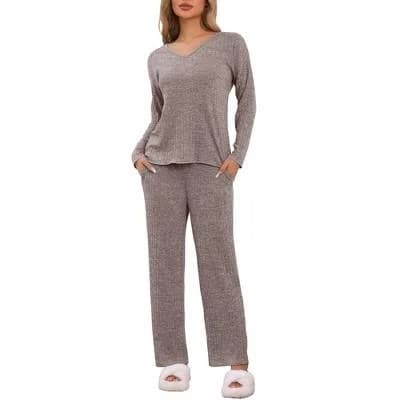Women's Ribbed Knit Lounge Pajama Set
