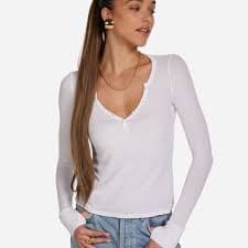 Women's Henley in White | Perking by Michael Lauren