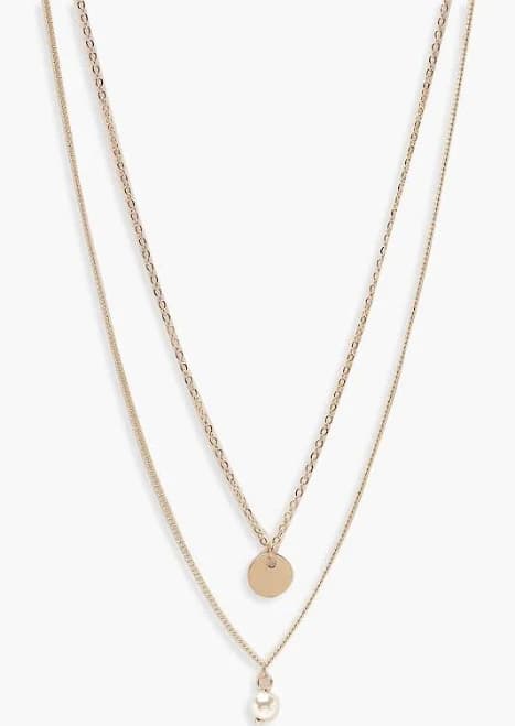 Boohoo Women's Circle & Pearl Necklace