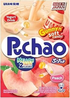 UHA Mikakuto Puchao Yogurt & Peach, 3.53 Oz (Pack of 6)
