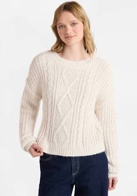 No Boundaries Women's Cable Knit Midweight Sweater