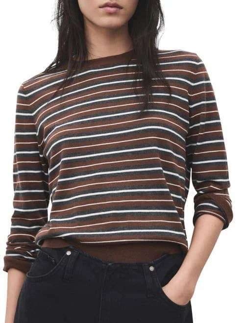 MANGO Women's Striped Round Neck Sweater
