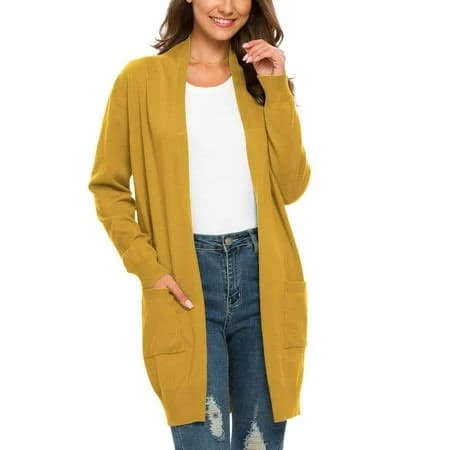 Mlanm Women's Essential Open Front Long Knited Cardigan Sweater