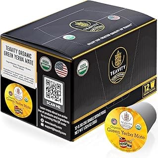 Organic Yerba Mate Tea Pods for Keurig - Green, Unsmoked Yerba Mate by Teavity (12 Tea Pods)