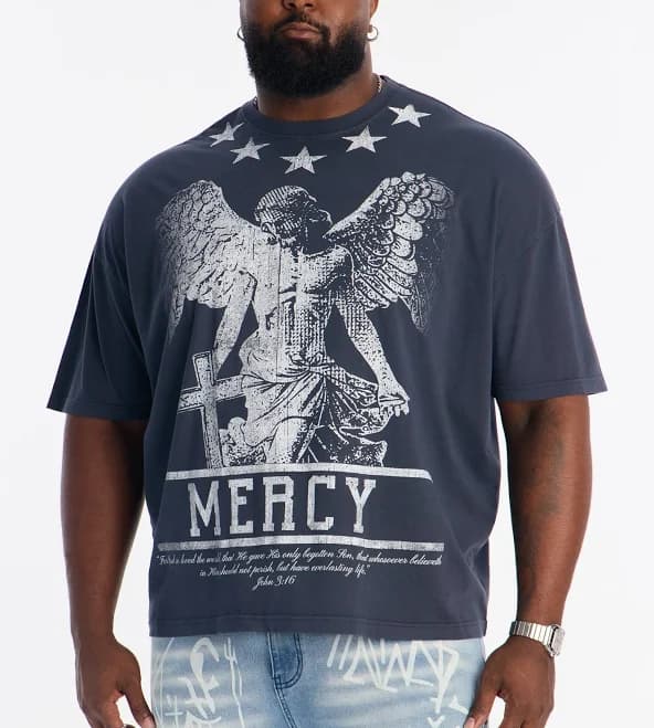 Fashion Nova Men's Mercy for All Oversized Tee Shirt