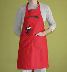 Hand Printed Catfish Apron: Red Kitchen Apron With Pockets - Etsy