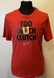 Nike Men's T-Shirt Short Sleeve White Red Swoosh Printed Size M