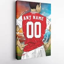 Arsenal FC Jersey Soccer Personalized Jersey Custom Name and Number Canvas Wall Art Home Decor Framed Poster Man Cave Gift