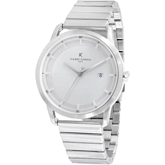 St. Germain Lines Watch with White Dial, Silver Case and Metal Links Strap