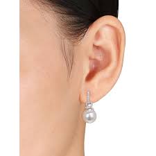 Everly Women's Cultured Pearl 14k Yellow Gold Earrings - Walmart.com