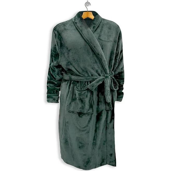 Elegant Comfort Women's Shawl Collar Velvet Fleece Bathrobe