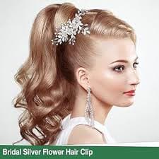 Wedding Hair Accessories for Women, Bridal Hair Accessories Silver Flower Rhinestone Hair Pins Bride Bridesmaid Wedding Flower Hair Clip Handmade Head Pieces for Women and Girls wedding Hair Piece: Buy Online at