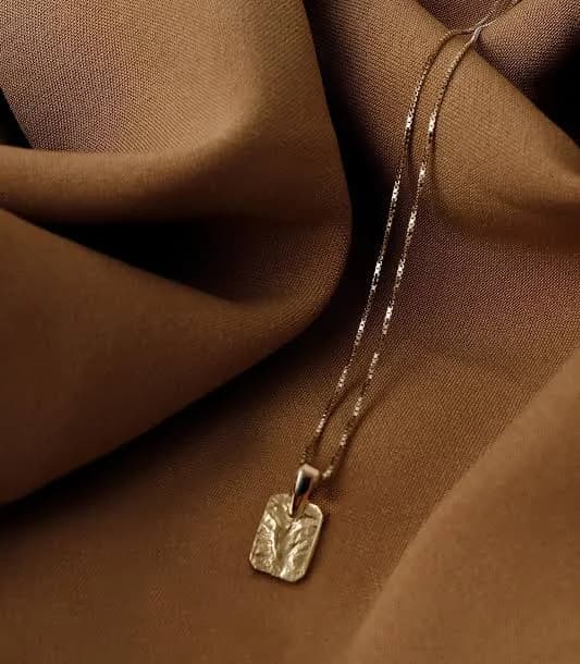 Tiny Gold Rectangle Pendant Necklace