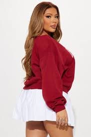 Harvard Football Off Shoulder Sweatshirt - Red | Fashion Nova