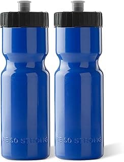 50 Strong Sports Water Bottles – Reusable 22 oz BPA-Free Plastic Bottles with Pull Top Cap – Made in USA – Top Rack Dishwasher Safe – Fits Most Bike Cages Brand