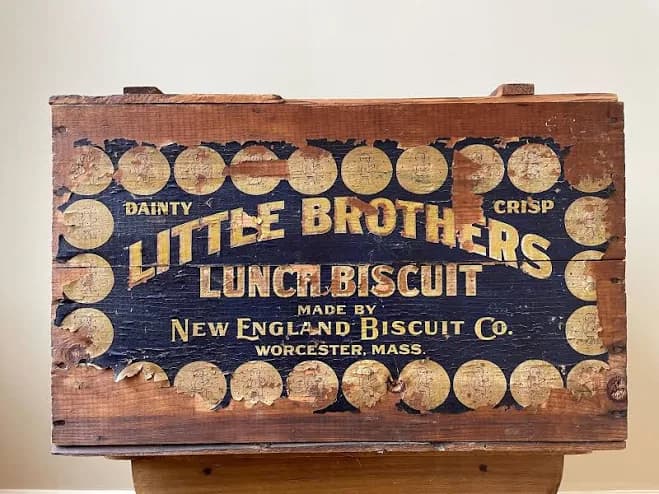 Antique Advertising Wood Crate New England Biscuit Co