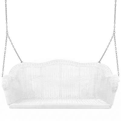 Gordon Companies Inc. 50" White Stripe Outdoor Patio Resin Wicker Swing with Chain