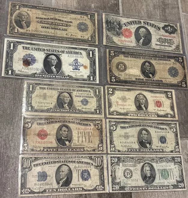 Collection Lot of Vintage Rare US Currency 10 Different Collectible Notes