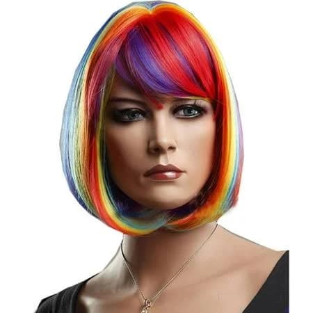 Wigs Rainbow Bob with Bangs