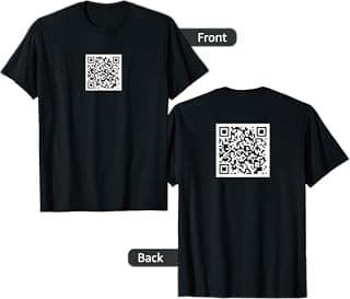 Unisex-Adults Rick Roll QR Code T-Shirt - Black, Small - Short Sleeve, Classic Fit - Modern, Casual - Pre-printed QR Code
