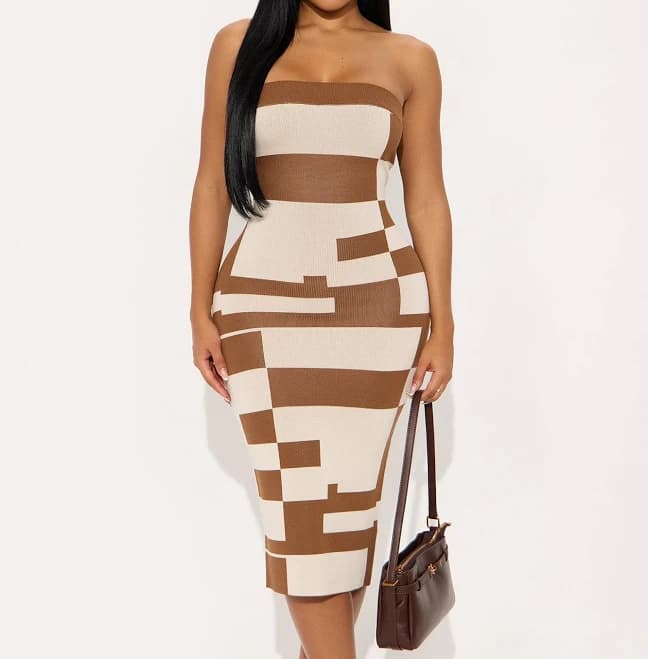 Fashion Nova Willa Color Block Midi Dress