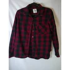 Mudd Women's Plaid Flannel Shirt Long Sleeve Button Up Red Black Size L