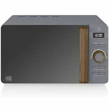 Swan 20L Nordic Digital LED Microwave, 6 Power Levels, Wood Effect Handle, Soft Touch Housing and Matte Finish, 800W, Cotton White, SM22036LWHTN
