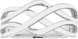 Sterling Silver Woven Wide Band Ring - 9
