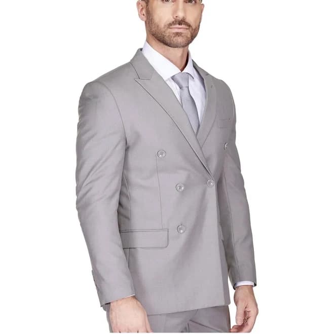 Gino Vitale Men's Slim Fit 2-Piece Double Breasted Suit - Light grey