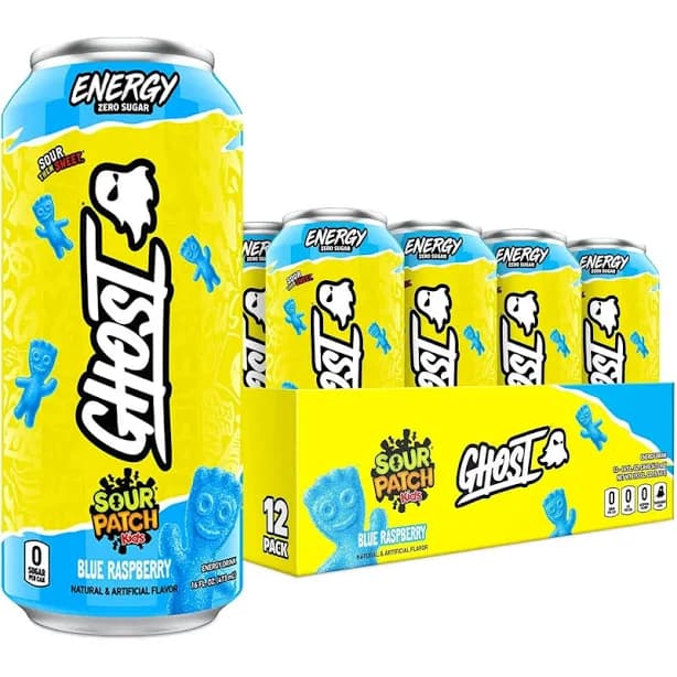 GHOST ENERGY Zero Sugars Blue Raspberry 16 Oz Can (24 Pack)
