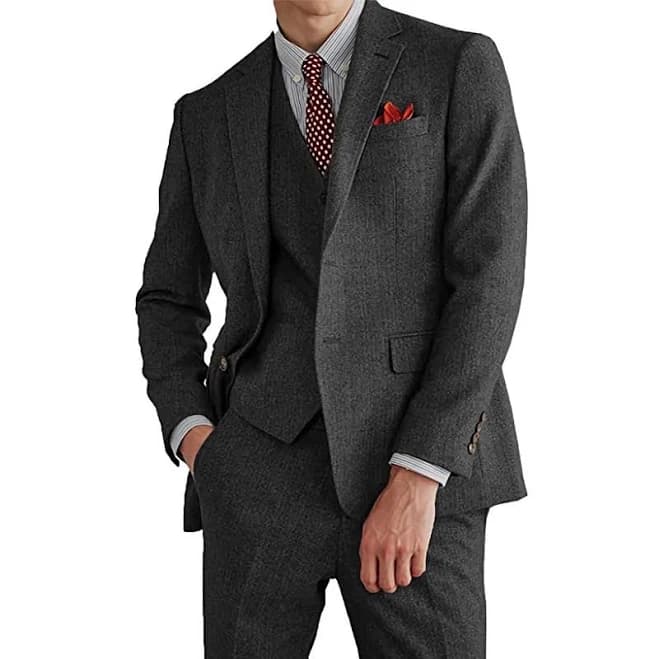 Men's Herringbone Tweed Notch Lapel Suit