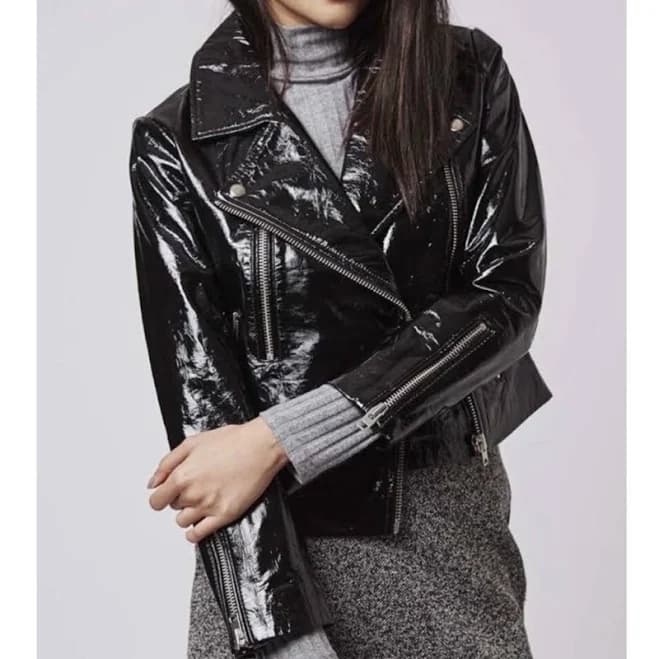 Blanknyc Patent Leather Crop Moto Jacket in Chaser at Nordstrom, Size X-Large
